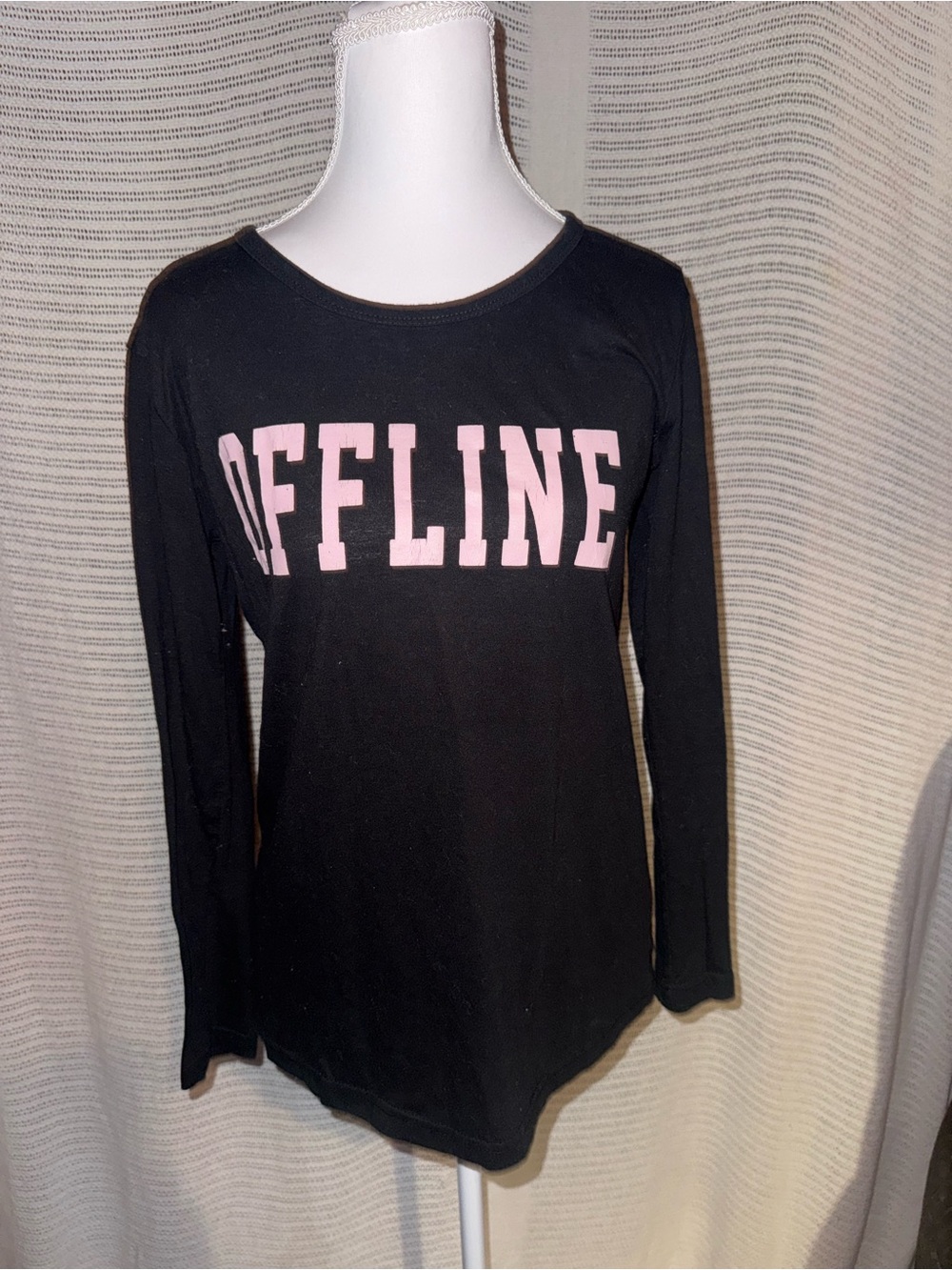 Bobbie Brooks Black Long-Sleeve Tee with Pink OFFLINE Graphic